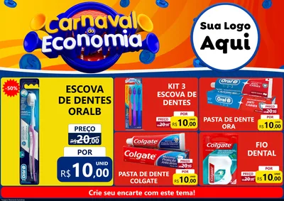 Modelo de Encarte para Encarte A4 Horizontal com o tema Carnaval da Economia para Higiene Pessoal