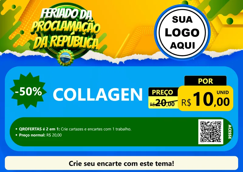 Modelo de Cartaz para Cartaz A4 Horizontal com o tema Feriado da Proclamação da República para Suplementos alimentares
