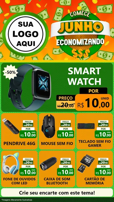 Modelo de Rede Social para Stories com o tema Comece Junho Economizando para Informática