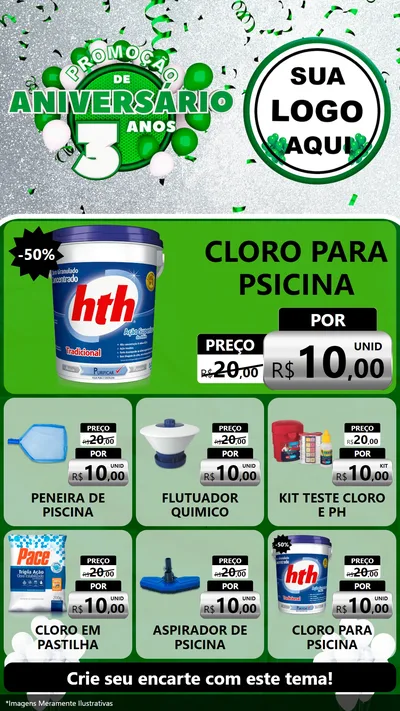 Modelo de Rede Social para Stories com o tema Promoção de Aniversário - 3 Anos para Produtos para Piscina