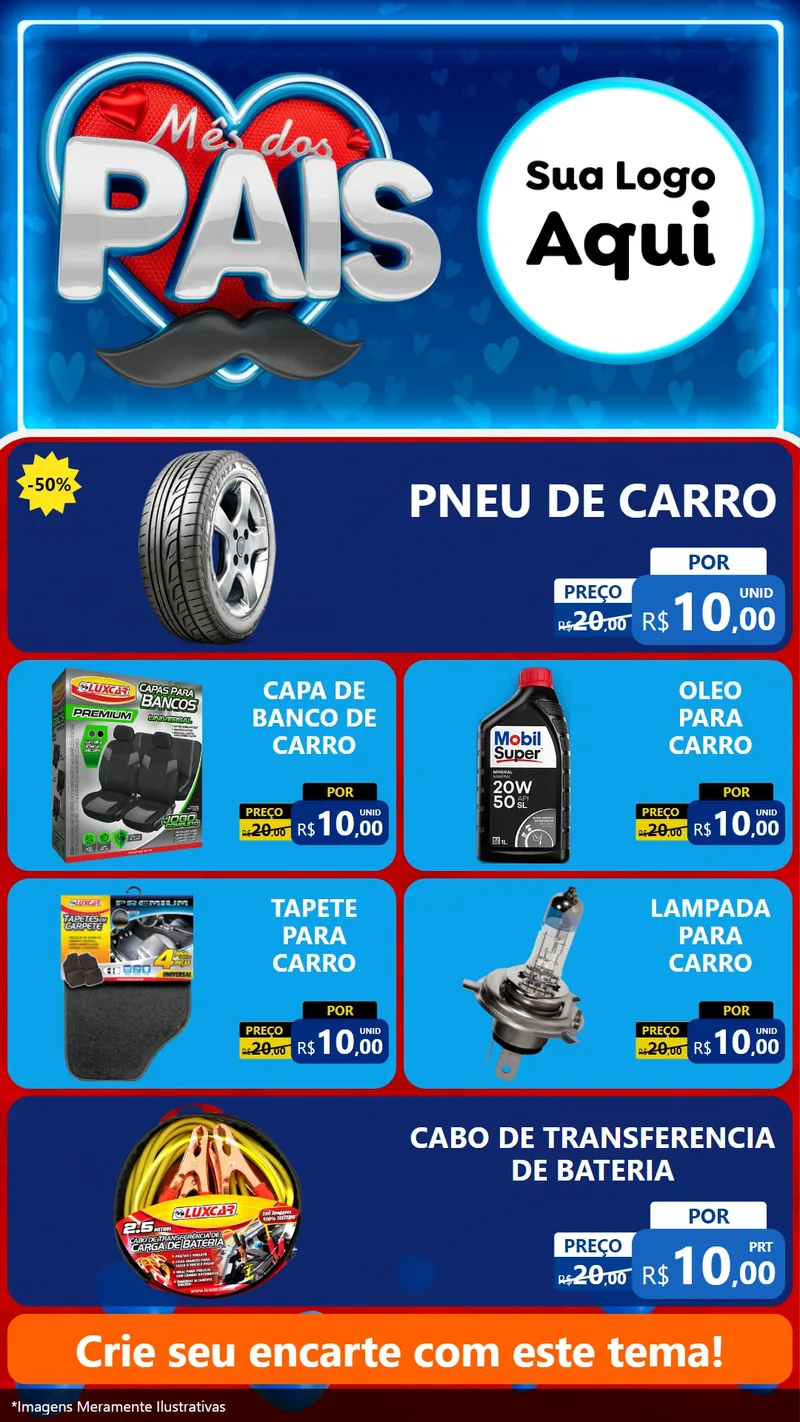 Modelo de TV para TV Vertical com o tema Mês Dos Pais para Auto peças