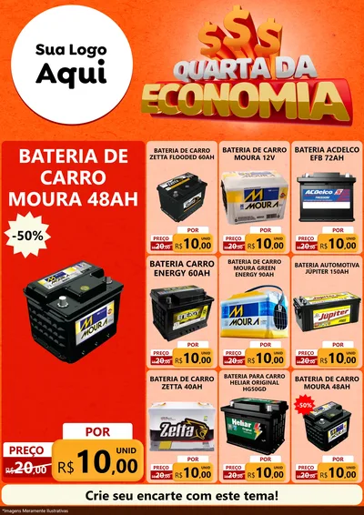 Modelo de Encarte para Encarte A4 Vertical com o tema Quarta da Economia para Baterias Elétricas