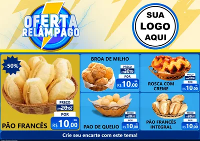 Modelo de Encarte para Encarte A4 Horizontal com o tema Oferta Relâmpago para Padaria