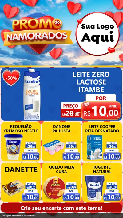 Modelo de Rede Social para Stories com o tema Promo dos Namorados para Frios e Laticínios
