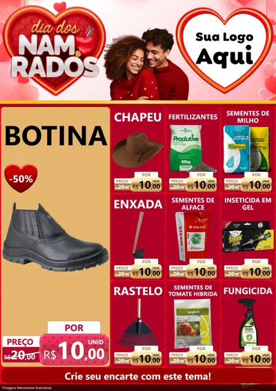 Modelo de Encarte para Encarte A4 Vertical com o tema Dia dos Namorados para Agropecuária
