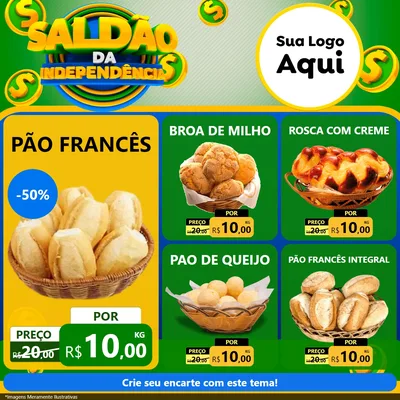 Modelo de Rede Social para Feed Facebook com o tema Saldão da Indepêndencia para Padaria