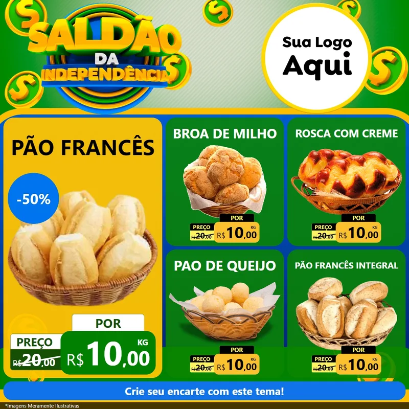 Modelo de Rede Social para Feed Facebook com o tema Saldão da Indepêndencia para Padaria