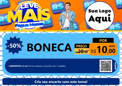 Modelo de Cartaz para Cartaz A4 Horizontal com o tema Leve Mais, Pague Menos para Brinquedos