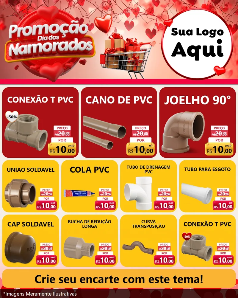 Modelo de Rede Social para Feed Instagram com o tema Promoção Dia dos Namorados para Tubos e conexões