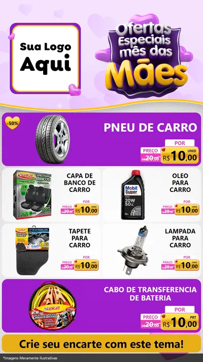 Modelo de TV para TV Vertical com o tema Ofertas Especiais - Mês das Mães para Auto peças