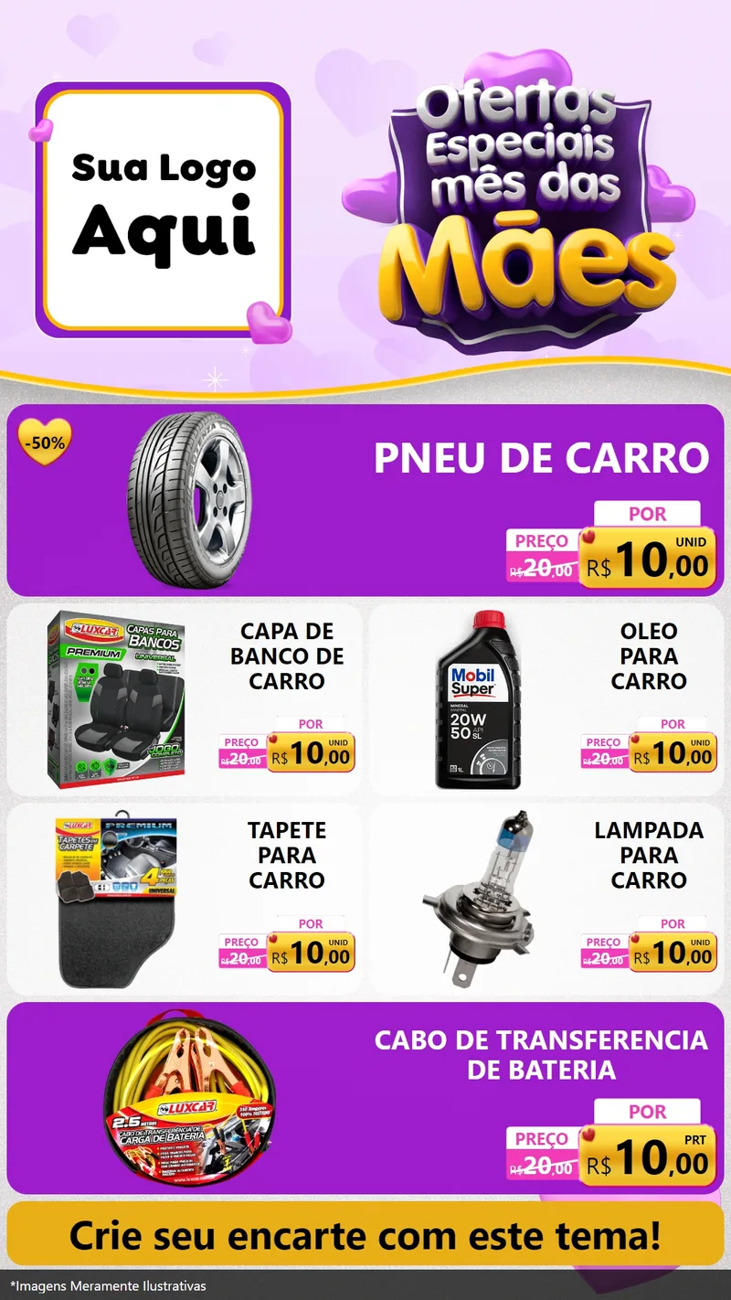 Modelo de TV para TV Vertical com o tema Ofertas Especiais - Mês das Mães para Auto peças