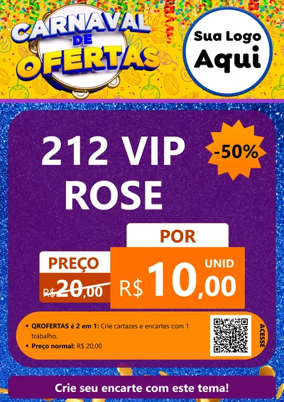 Modelo de Cartaz para Cartaz A4 Vertical com o tema Carnaval de Ofertas para Perfumes