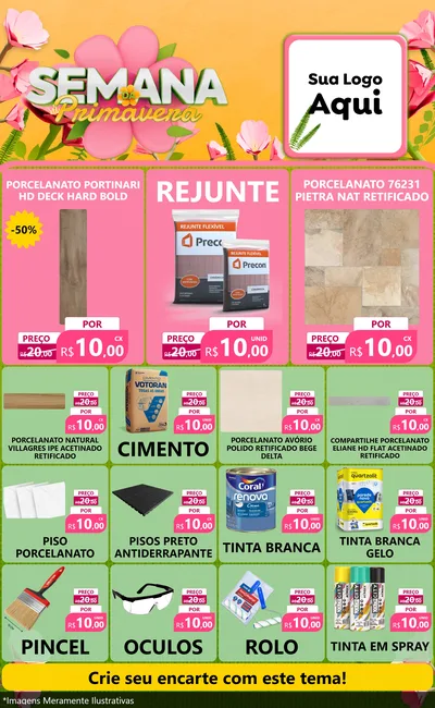 Modelo de Encarte para Encarte Grande com o tema Semana da Primavera para Pisos e revestimentos