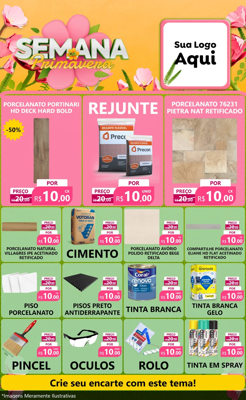 Modelo de Encarte para Encarte Grande com o tema Semana da Primavera para Pisos e revestimentos