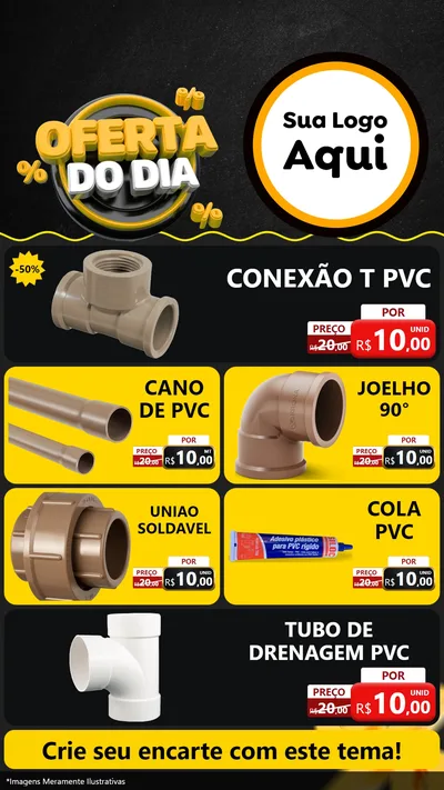 Modelo de TV para TV Vertical com o tema Oferta Do Dia para Tubos e conexões