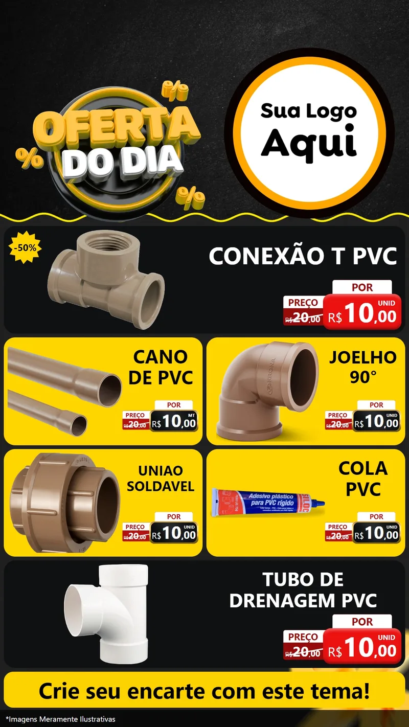 Modelo de TV para TV Vertical com o tema Oferta Do Dia para Tubos e conexões