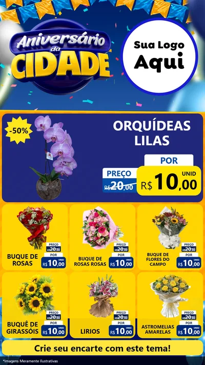 Modelo de Rede Social para Stories com o tema Aniversário da Cidade para Floricultura e jardim