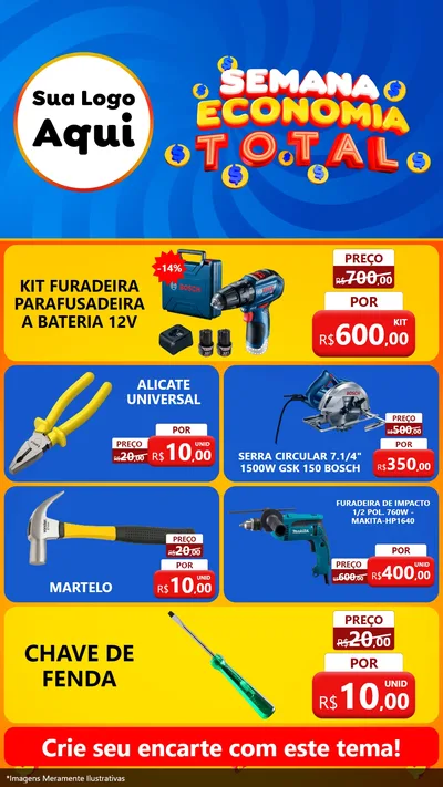 Modelo de TV para TV Vertical com o tema Semana Economia Total para Maquinas e Ferramentas