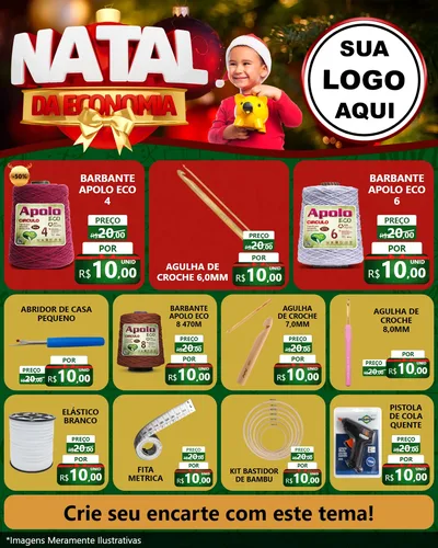 Modelo de Rede Social para Feed Instagram com o tema Natal da Economia para Armarinho e Aviamentos