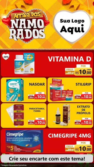 Modelo de TV para TV Vertical com o tema Arraiá dos Namorados para Farmácia