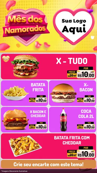 Modelo de TV para TV Vertical com o tema Mês dos Namorados para Hamburgueria