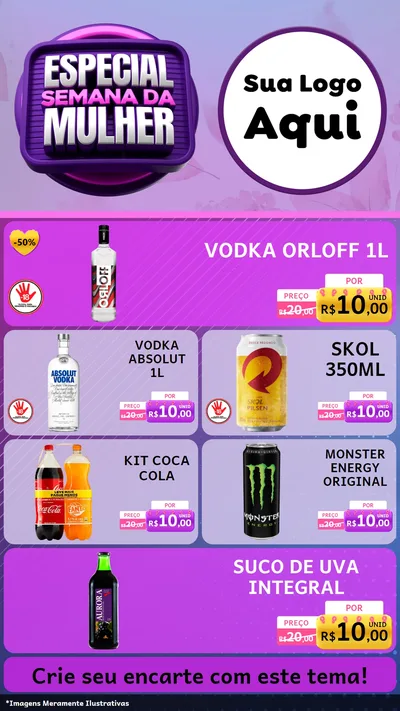 Modelo de TV para TV Vertical com o tema Especial Semana da Mulher para Distribuidora de bebidas