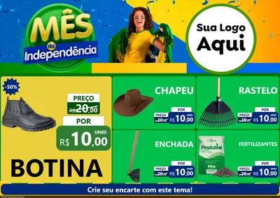 Modelo de Encarte para Encarte A4 Horizontal com o tema Mês da Independência para Agropecuária