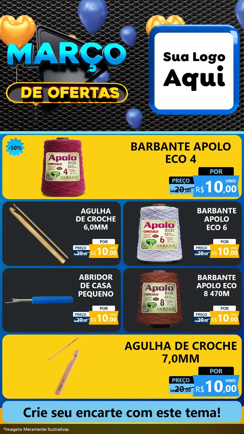 Modelo de TV para TV Vertical com o tema Março de Ofertas para Armarinho e Aviamentos