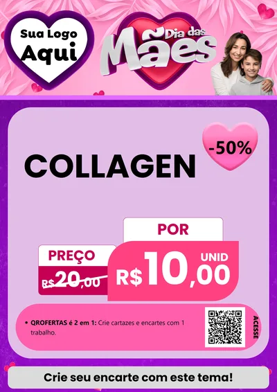 Modelo de Cartaz para Cartaz A4 Vertical com o tema Dia das Mães para Suplementos alimentares