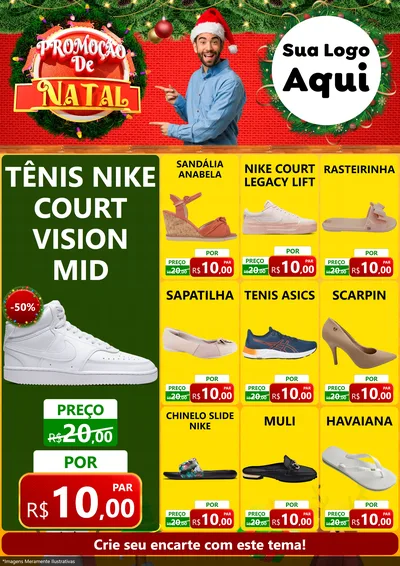 Modelo de Encarte para Encarte A4 Vertical com o tema Promoção de Natal para Calçados