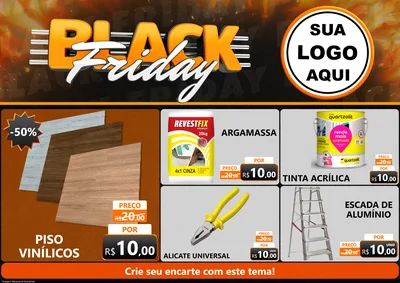 Modelo de Encarte para Encarte A4 Horizontal com o tema Black Friday para Material para Construção
