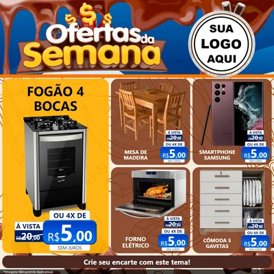 Modelo de Rede Social para Feed Facebook com o tema Ofertas da Semana - Páscoa para Móveis e Eletro