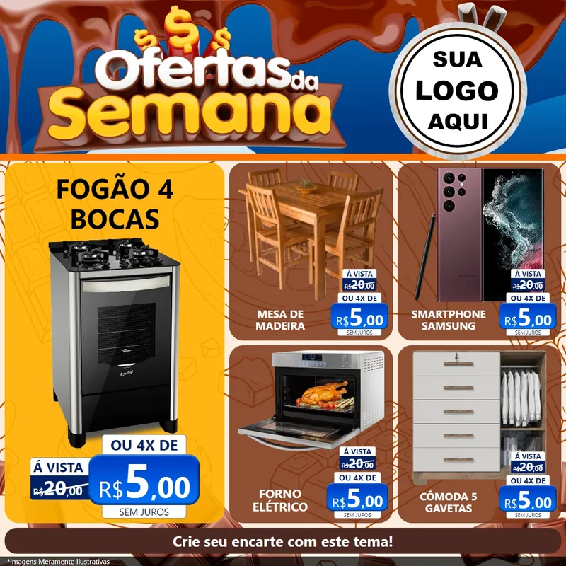 Modelo de Rede Social para Feed Facebook com o tema Ofertas da Semana - Páscoa para Móveis e Eletro