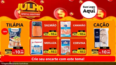 Modelo de TV para TV Horizontal com o tema Julho Ofertas Imbatíveis para Peixaria