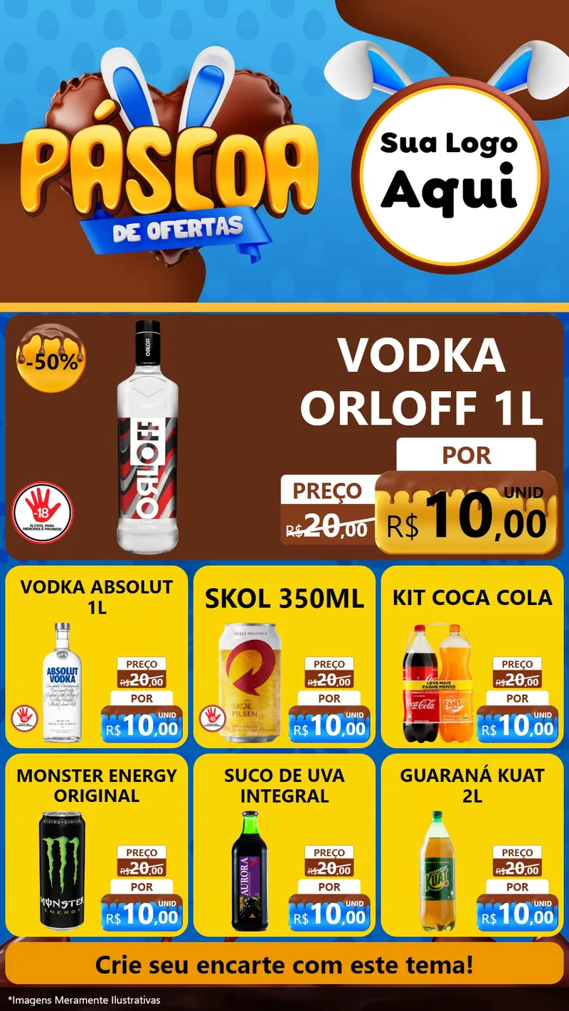 Modelo de Rede Social para Stories com o tema Páscoa de Ofertas para Distribuidora de bebidas