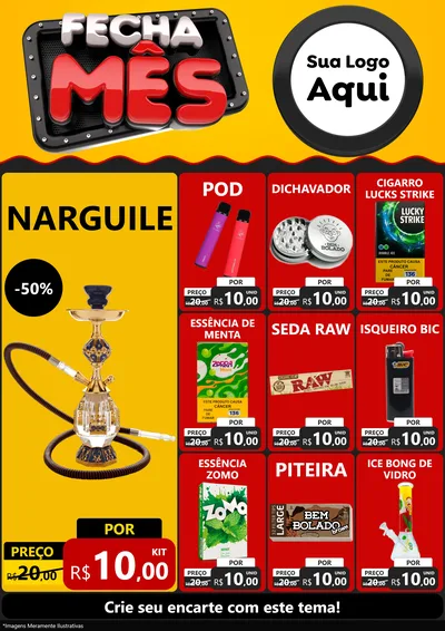 Modelo de Encarte para Encarte A4 Vertical com o tema Fecha Mês para Tabacaria