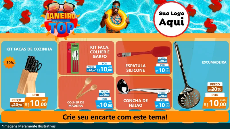 Modelo de TV para TV Horizontal com o tema Janeiro Top para Utilidades Domésticas
