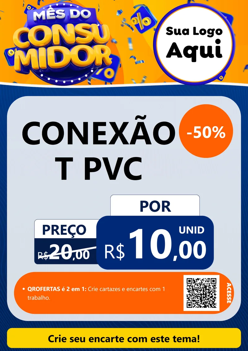Modelo de Cartaz para Cartaz A4 Vertical com o tema Mês do Consumidor para Tubos e conexões