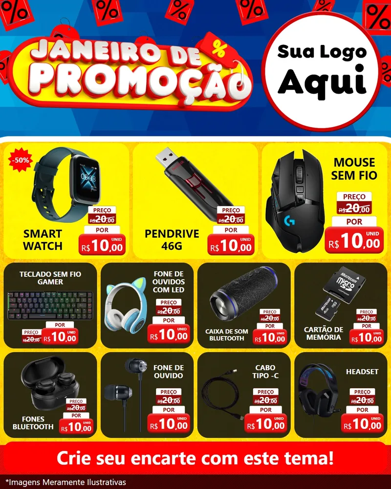 Modelo de Rede Social para Feed Instagram com o tema Janeiro de Promoção para Informática