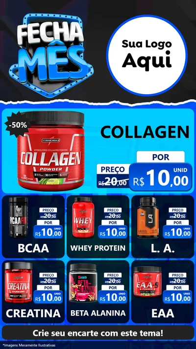 Modelo de Rede Social para Stories com o tema Fecha Mês para Suplementos alimentares
