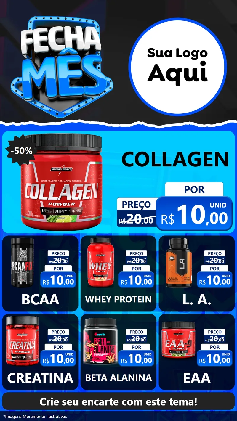 Modelo de Rede Social para Stories com o tema Fecha Mês para Suplementos alimentares