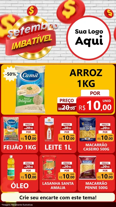 Modelo de Rede Social para Stories com o tema Setembro Imbatível para Supermercado
