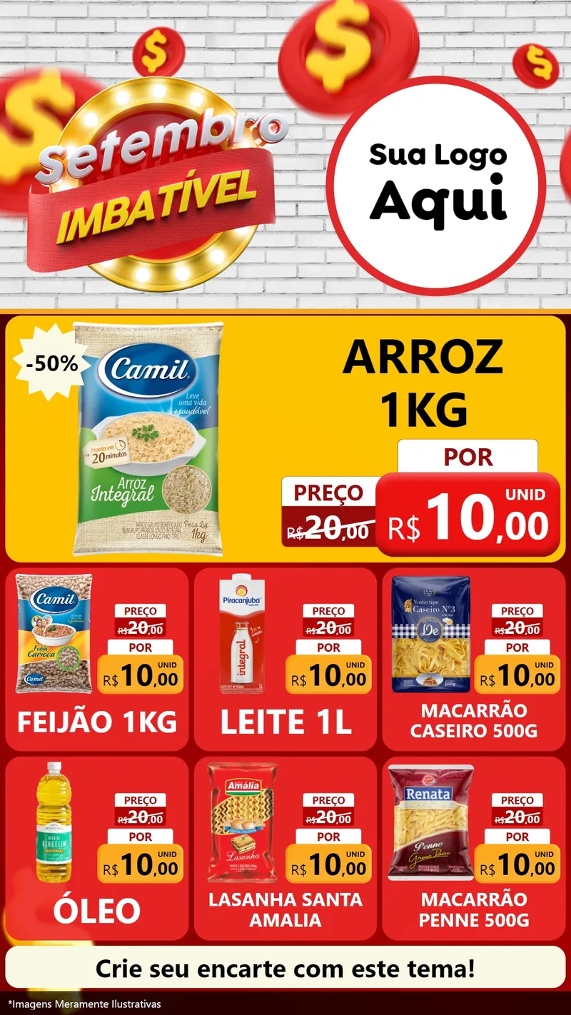 Modelo de Rede Social para Stories com o tema Setembro Imbatível para Supermercado