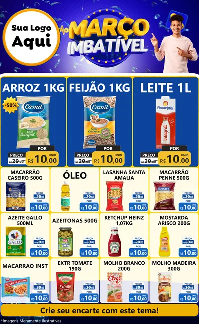 Modelo de Encarte para Encarte Grande com o tema Março Imbatível para Supermercado