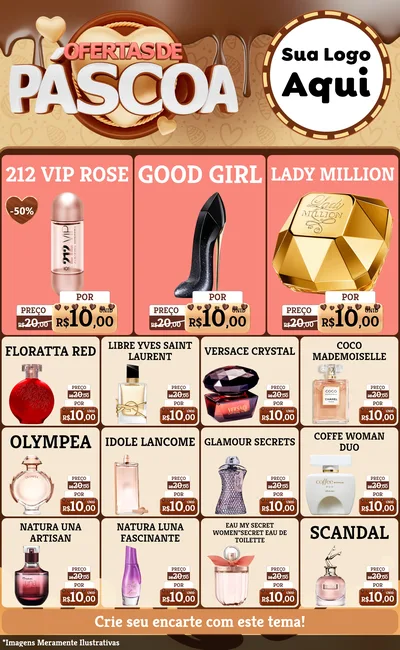 Modelo de Encarte para Encarte Grande com o tema Ofertas de Páscoa para Perfumes