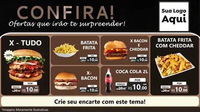Modelo de TV para TV Horizontal com o tema Confira! Ofertas que irão te surpreender! para Hamburgueria