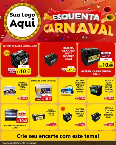 Modelo de Rede Social para Feed Instagram com o tema Esquenta Carnaval para Baterias Elétricas