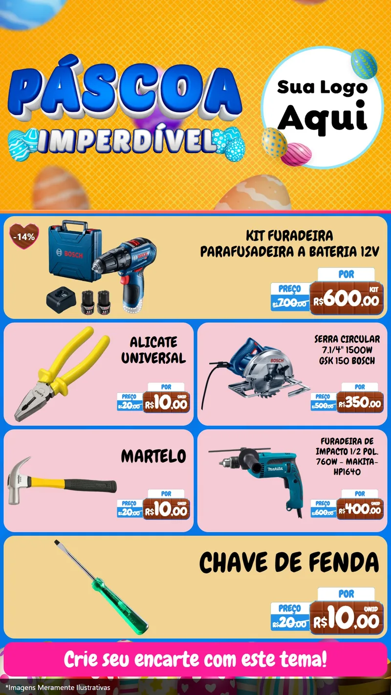 Modelo de TV para TV Vertical com o tema Páscoa Imperdível para Maquinas e Ferramentas