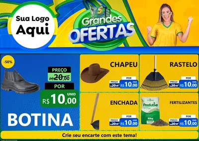 Modelo de Encarte para Encarte A4 Horizontal com o tema Grandes Ofertas para Agropecuária