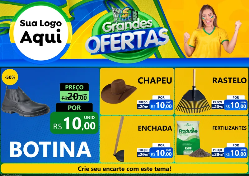 Modelo de Encarte para Encarte A4 Horizontal com o tema Grandes Ofertas para Agropecuária